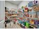 Spacious walk-in pantry features ample white wire shelving for organized storage at 13042 Pennybrook Dr, Riverview, FL 33579