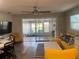 Comfortable living room with a view of the enclosed porch area featuring chairs and outdoor views at 4551 Floramar Ter, New Port Richey, FL 34652