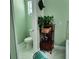 Bathroom features a toilet and a small storage shelf adorned with a plant, creating a cozy ambiance at 6690 54Th N Ave, St Petersburg, FL 33709