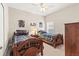 bedroom with twin beds and wood frame with ceiling fan at 11534 Biddeford Pl, New Port Richey, FL 34654