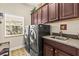 Convenient laundry room features a sink, ample storage cabinets, and a window at 11534 Biddeford Pl, New Port Richey, FL 34654