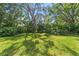 Lush backyard featuring well-maintained green grass and mature, verdant trees creating a serene and private outdoor space at 3022 Forest Club Dr, Plant City, FL 33566