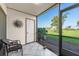 Relaxing screened patio overlooking lush green lawns and landscaped scenery at 6269 Palma Del Mar S Blvd # 112, St Petersburg, FL 33715