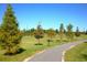 Well-maintained walking path through the community's green spaces, lined with trees for a pleasant experience at 7770 Painted Sky Pl, Land O Lakes, FL 34637