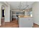 Open kitchen with gray cabinets, a butcher block island, and stainless steel appliances at 12653 Longcrest Dr, Riverview, FL 33579