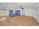 Open-concept kitchen featuring bright blue cabinets and a large central island at 2200 Horan S Way, Gulfport, FL 33707