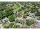 Bird's eye view of neighborhood homes, golf course, and mature trees creating a lush green environment at 2925 Starmount Dr, Valrico, FL 33596