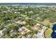 Aerial view of a home nestled in a lush, tree-filled neighborhood near a pond and walking trails, offering a serene setting at 303 National Orange Ave, Oldsmar, FL 34677
