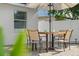 Backyard patio with dining area and umbrella providing ample shade at 439 E Boyer St, Tarpon Springs, FL 34689