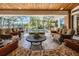 Inviting covered patio area with comfortable seating and views of the pool and lake at 15810 Stanton Ln, Tampa, FL 33647