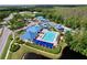 Aerial view of the neighborhood recreation center featuring a pool, basketball court, and picnic area at 1626 Brooksbend Dr, Wesley Chapel, FL 33543