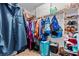 Organized walk-in closet featuring clothing racks, shelves, and storage containers at 2404 Dovesong Trace Dr, Ruskin, FL 33570