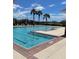 Community pool features a zero entry access, lounge chairs, and lush landscaping at 2404 Dovesong Trace Dr, Ruskin, FL 33570