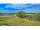 Scenic view of the community's golf course and water hazard, featuring a green fairway and clear blue sky at 2816 Graphite Ct, Valrico, FL 33594
