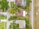 A bird's eye view shows property lines, neighborhood layout, and backyard, offering a comprehensive understanding of its setting at 3360 Masters Dr, Clearwater, FL 33761