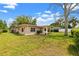 This home has a covered patio and spacious backyard with lush green grass, perfect for outdoor activities and relaxation at 3360 Masters Dr, Clearwater, FL 33761