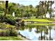 Scenic community pond featuring fountains, lush landscaping, and a tranquil atmosphere at 5454 Saddlebrook Way # 2, Wesley Chapel, FL 33543