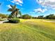 Expansive golf course view featuring lush green fairway, mature trees, and a clear blue sky with scattered clouds at 5454 Saddlebrook Way # 2, Wesley Chapel, FL 33543