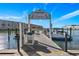 Town Shores North Dock entrance with a blue sky view and boats docked alongside a wooden pier at 6075 Shore S Blvd # 509, Gulfport, FL 33707