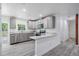 New kitchen features grey cabinets, stainless steel appliances, a kitchen island and light countertops at 7249 Berry Rd, Zephyrhills, FL 33540