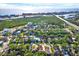 Stunning aerial view capturing the expansive neighborhood, coastline, and waterway at 7591 Harbor View Way, Seminole, FL 33776