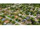Beautiful aerial view of a neighborhood showcasing lush landscaping and well-maintained homes, some with private pools at 838 Park Ct, Palm Harbor, FL 34683