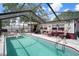 Backyard pool area with a covered patio and a view of the well-maintained pool and surrounding landscaping at 9414 Northcliffe Blvd, Spring Hill, FL 34606