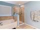 Bright bathroom features a soaking tub and separate glass-enclosed shower at 1105 Canyon Oaks Dr, Brandon, FL 33510