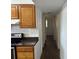 Hallway view from the kitchen, with wood-look flooring and multiple doors at 1204 E Camellia Dr, Brandon, FL 33510