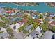 Waterfront neighborhood aerial view with property lines highlighted in yellow at 13123 4Th E St, Madeira Beach, FL 33708