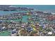 An aerial view of the neighborhood, highlighting the home's close proximity to the waterfront at 13123 4Th E St, Madeira Beach, FL 33708