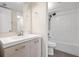 Bathroom featuring a sleek vanity, modern fixtures, and a shower-tub combo at 2017 Skimmer W Ct # 416, Clearwater, FL 33762