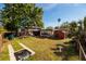 Lush backyard with mature trees, patio, storage shed, and plenty of space for outdoor activities at 4126 Carson Ne St, St Petersburg, FL 33703