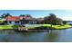 Beautiful backyard featuring a private boat dock and waterfront access, and screened pool at 4804 Longwater Way, Tampa, FL 33615