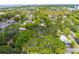 Aerial view of neighborhood with mature trees, offering a sense of community and natural beauty at 522 James St, Dunedin, FL 34698