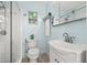 Bright bathroom featuring a walk-in shower, modern fixtures, and a vessel sink with a classic design at 818 37Th Ne Ave, St Petersburg, FL 33704