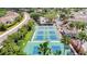 Aerial view of new pickleball courts available to residents in a lovely, manicured community at 2011 Halidom Way # 0, Sun City Center, FL 33573