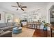 Cozy living room featuring a ceiling fan, hardwood floors, and an open layout at 2751 36Th N Ave, St Petersburg, FL 33713