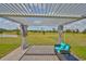 Cozy outdoor patio with pergola, stylish furniture, and serene views of lush green landscape at 933 Signet Dr, Apollo Beach, FL 33572
