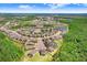 Panoramic aerial view featuring a well-maintained neighborhood with ponds, trees, and community amenities at 10703 Morning Dew Way, Tampa, FL 33647