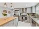 Kitchen with stainless appliances, butcher block island, and grey cabinets at 1724 W Saint Conrad St, Tampa, FL 33607
