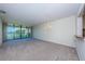 Sunlit living room with plush carpet, chandelier, and sliding doors to private balcony at 1805 Mariner Dr # 52, Tarpon Springs, FL 34689
