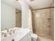 Modern bathroom featuring a walk-in shower with decorative tile and a contemporary vanity at 18111 Paradise Point Dr, Tampa, FL 33647