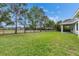 Spacious grassy backyard with black fence and trees, perfect for outdoor activities at 6611 Current Dr, Apollo Beach, FL 33572