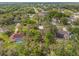 Aerial view of a neighborhood with mature trees, showcasing the home's tranquil and established community setting at 9395 Belvedere St, Spring Hill, FL 34608