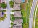 An aerial view shows a home with a well-maintained backyard, adjacent to other homes at 2800 Flagler Ct, Trinity, FL 34655