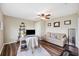 This office has neutral colored walls, wood flooring, and ample seating at 2800 Flagler Ct, Trinity, FL 34655