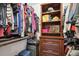 This walk-in closet provides organized storage and shelving for clothing and accessories at 2800 Flagler Ct, Trinity, FL 34655