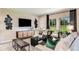 Comfortable living room featuring a media center and large windows overlooking a scenic view at 37213 Sagemoor Dr, Zephyrhills, FL 33541