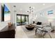 Comfortable living room with modern decor, a large sliding glass door to the outdoor area, and ample natural light at 4650 Blue Star Ct, North Port, FL 34289